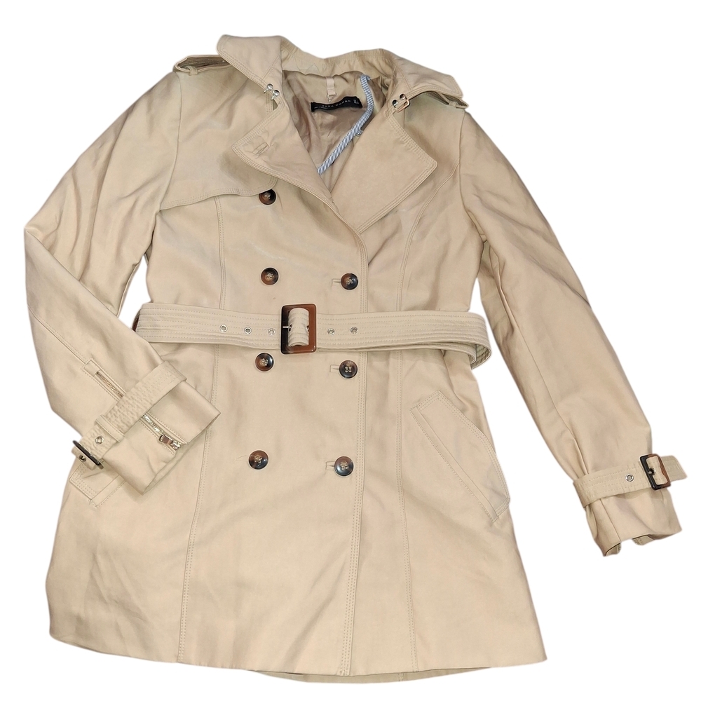 Zara Beige Double-Breasted Trench Coat